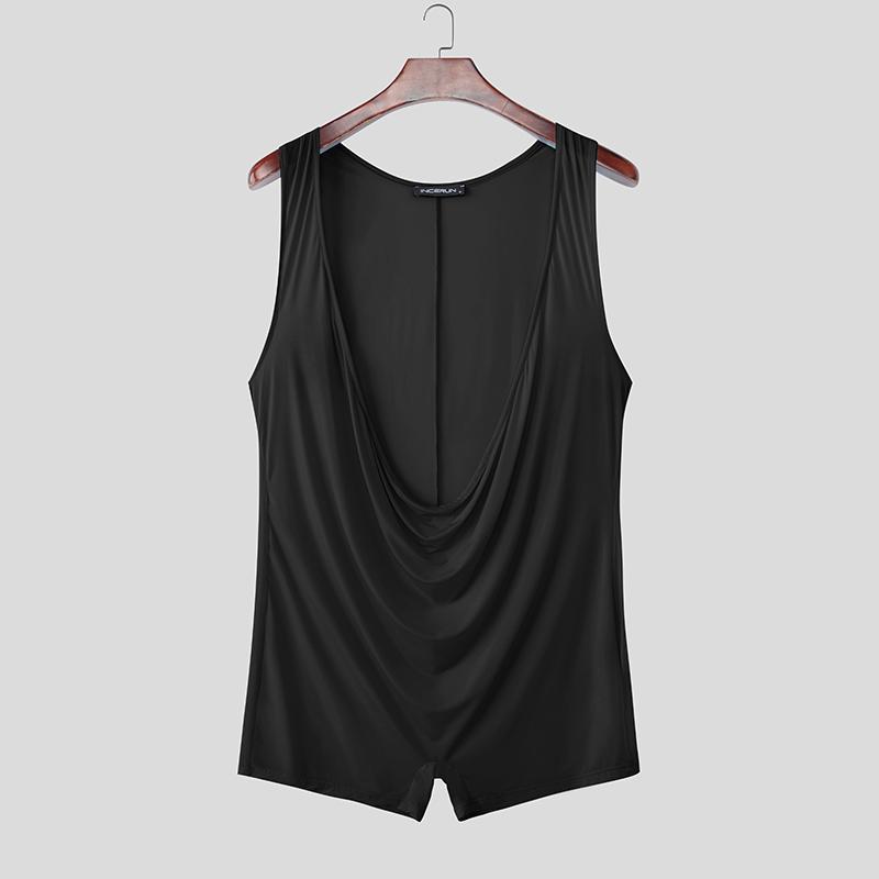 INCERUN Men Sleeveless Deep V Fitted Bodysuits One Piece Jumpsuits Underwear