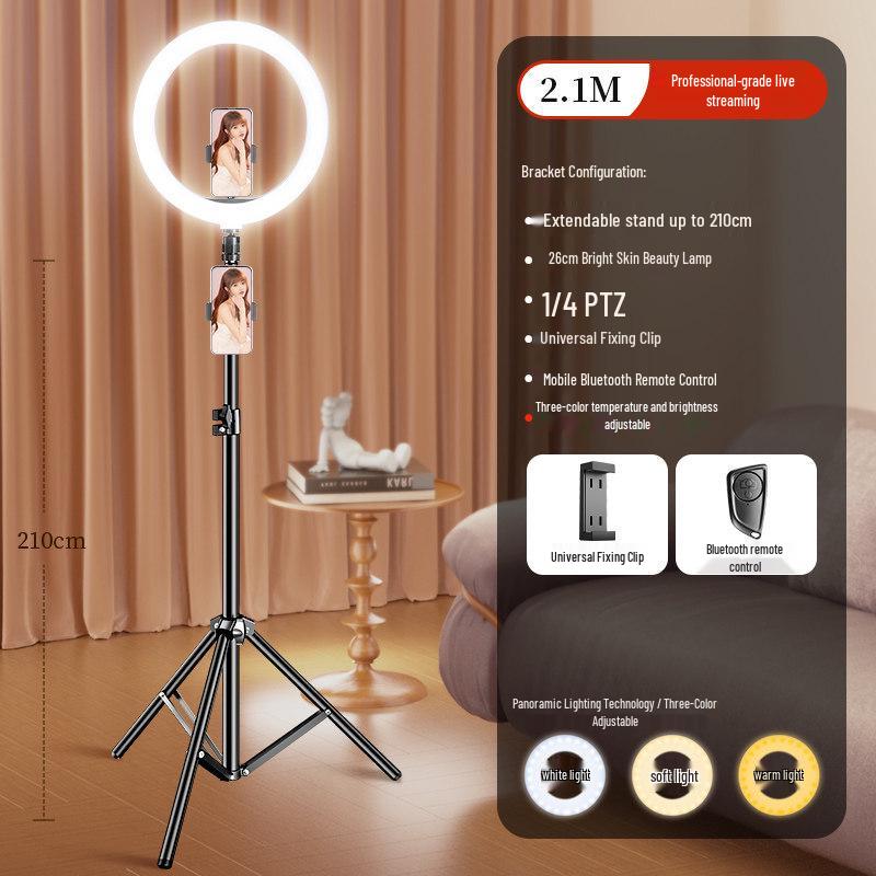 Professional Desktop Ring Light Stand for Streamers - Large Aperture Beauty & Selfie Light
