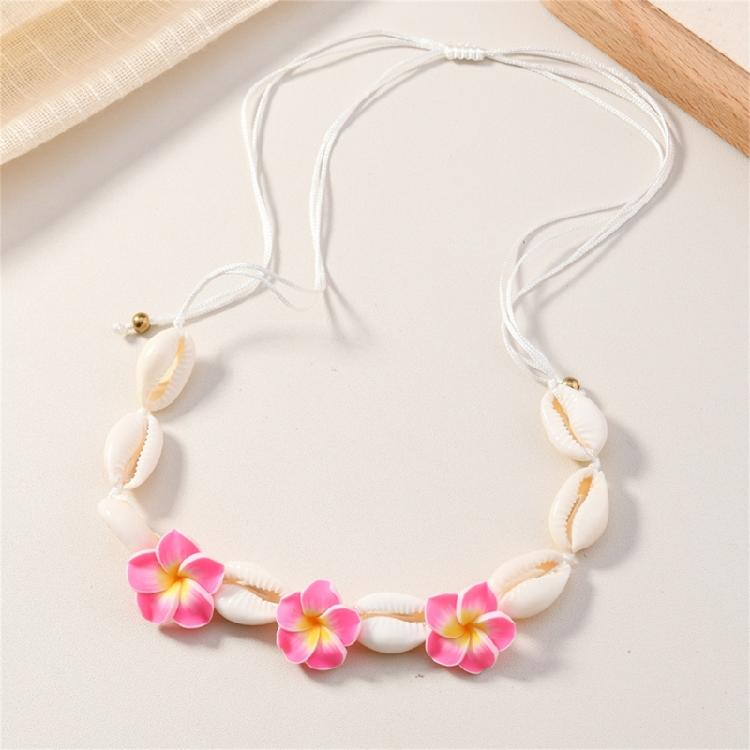 Handmade Ceramic Floral Shell Necklace Intricate Petal Designs Everyday Jewelry Accessory
