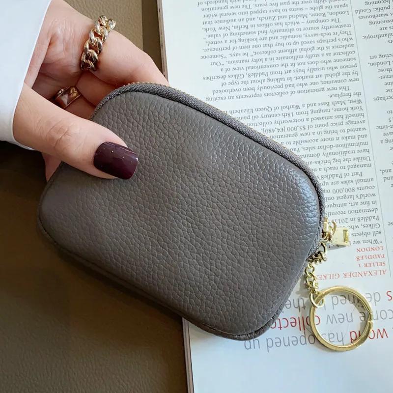 Women Clutch Coin Purse Fashion Simple Genuine Leather Short Wallet Card Holder Organizer Bags Mini Zipper Cute Money Bags
