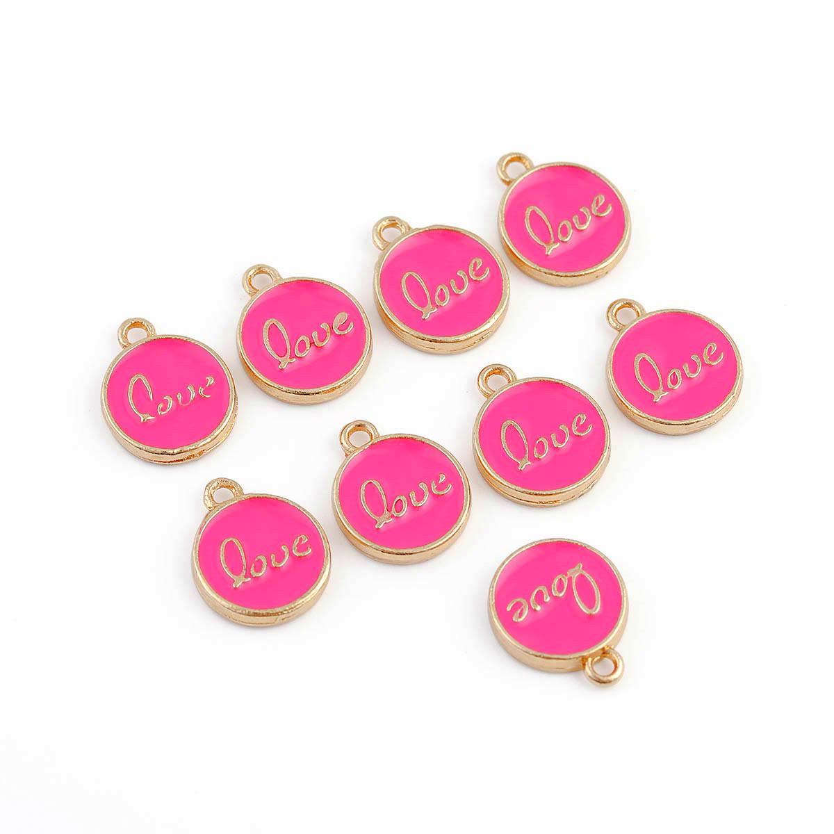 

10pcs/lot 12mm Alphabet Letter Double Face Enamel Charms Handmade Pendants Jewelry Making Handmade Craft DIY Bracelet Wholesale гарячі рожевого кольору