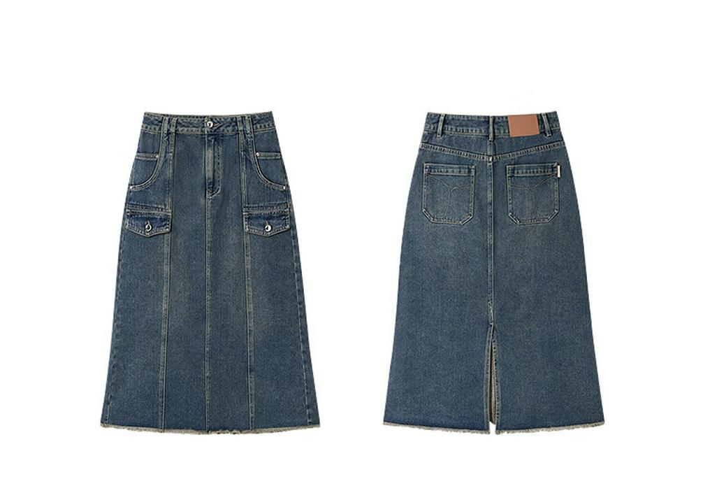 Peacebird A-Line High-Waist Denim Skirt