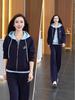 Women's Plus Size Hooded Sportswear Set - Spring/Autumn, Stylish, Youthful Fake Two-Piece, Loose, Fashionable Sweatshirt Two-Piece