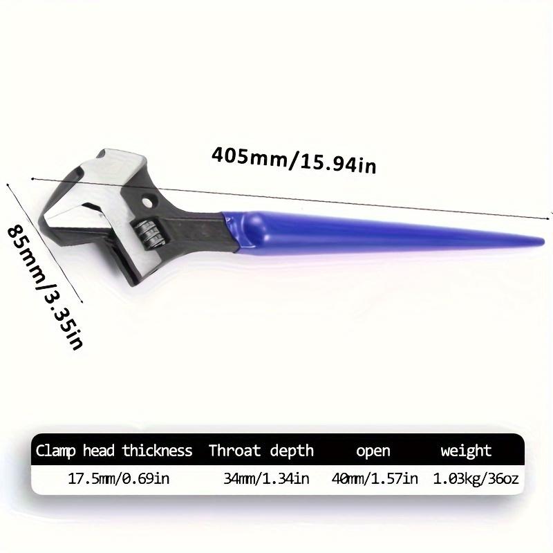 4-in-1 Adjustable Spud Wrench 16in/405mm Reversible Jaw Adjustable Wrench with Hammer Head and Pipe Wrench Function