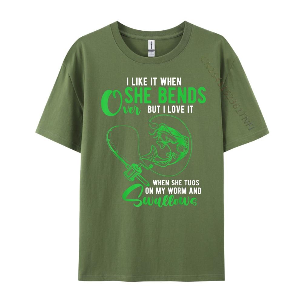 Mens I Like It When She Bends Over Funny Fishing Adult Humor Vintage T Shirts Designer Clothes Men