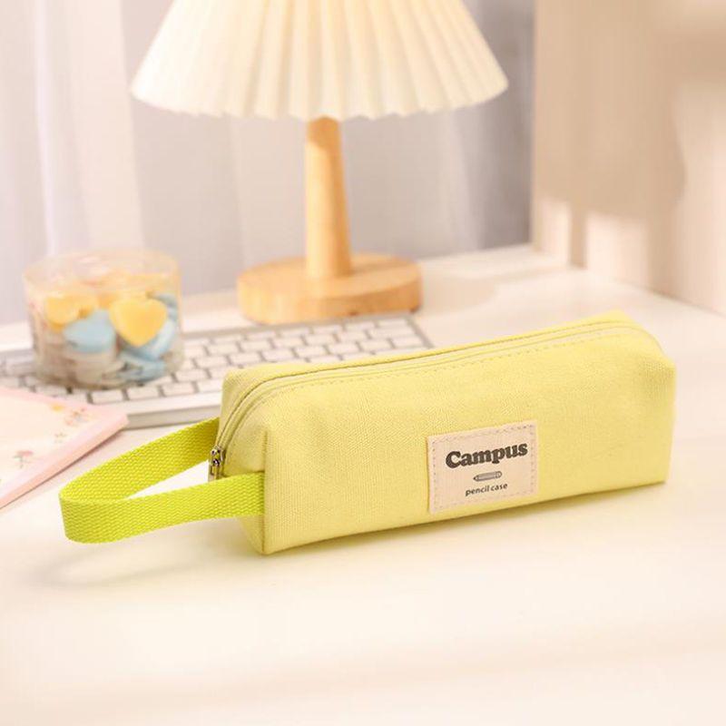 Korean-style Minimalist Hand-held Canvas Candy-colored Pencil Case High-appearance-level Study Stationery Storage Bag