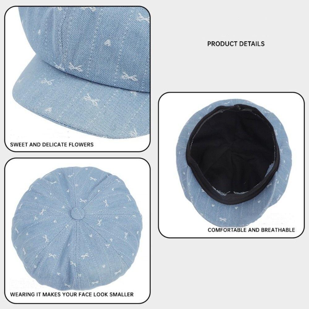 Japanese Octagonal Cap Cloud Newsboy Cap Fashion Retro Bow Beret  Streetwear