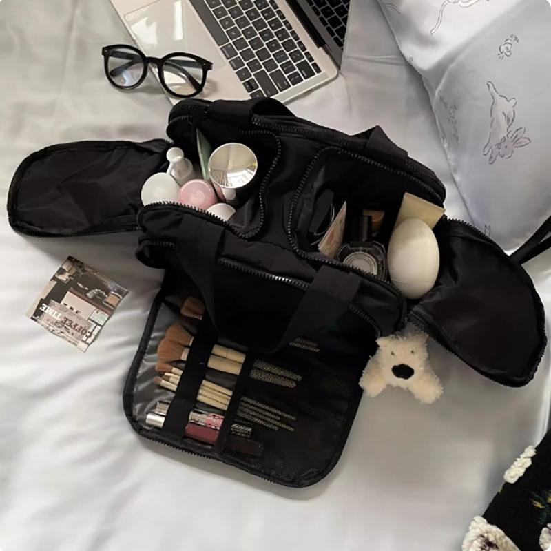Borsa Trucco Grande Capacità Doppia Apertura Borsa Portaoggetti Varie da Viaggio da Donna Organizer Portatile Pochette per Cosmetici Beauty Case
