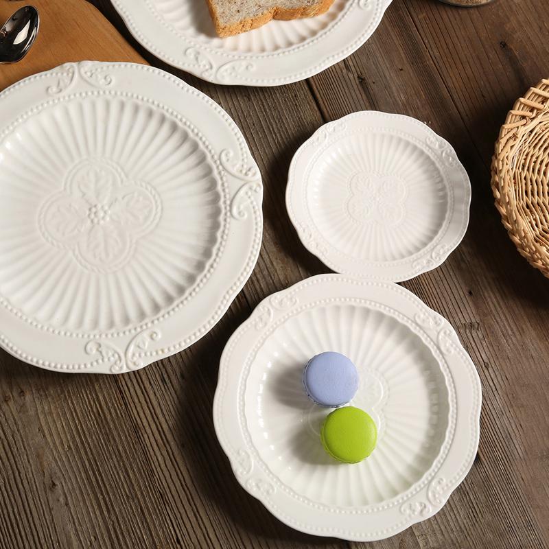European-style home butterfly relief round plate, Western dinner plate, steak inventory, heart plate, dessert plate, cake plate