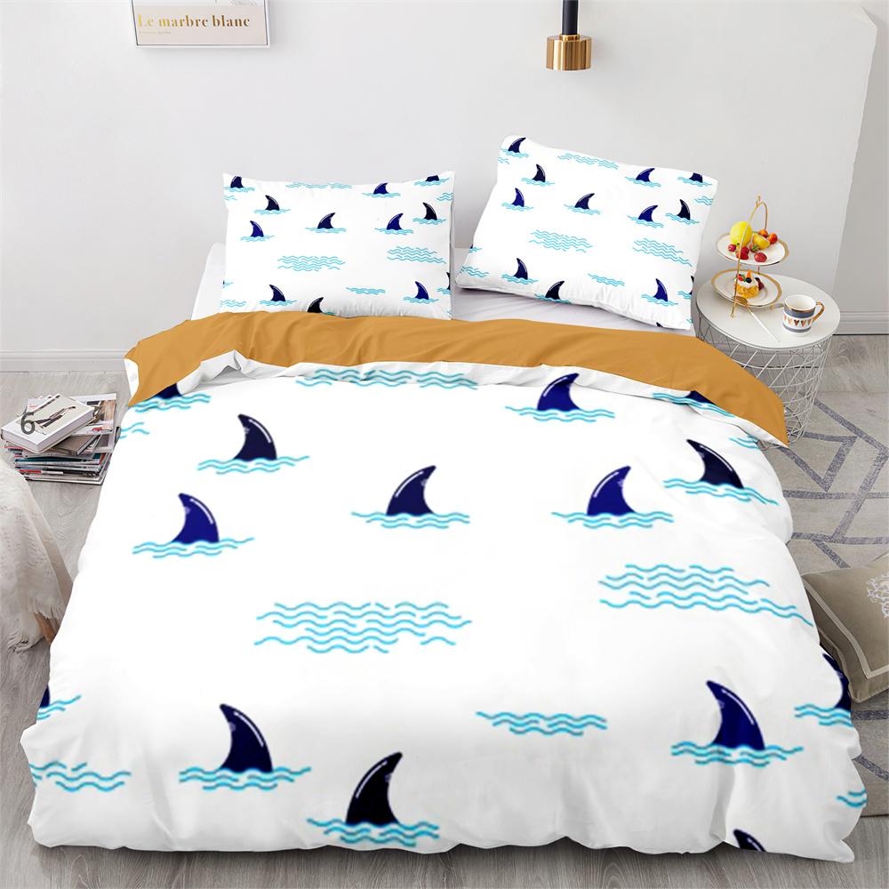 Комплект пододеяльника Акула Мультяшный узор с морскими животными Милый Кавайный — фото 7