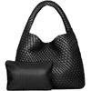 Borsa Tote Intrecciata da Donna Borsa a Mano Intrecciata Grande Borsa a Spalla in Pelle Morbida Borsa Shopper da Lavoro Borsa Tote Estiva da Spiaggia e Viaggio con Portamonete