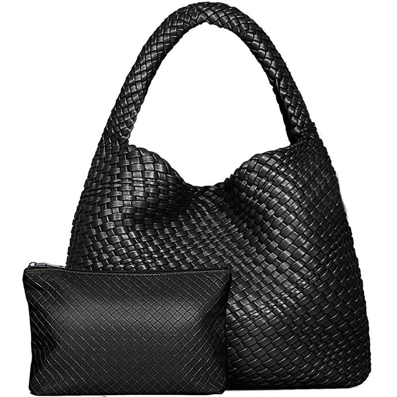 Borsa Tote Intrecciata da Donna Borsa a Mano Intrecciata Grande Borsa a Spalla in Pelle Morbida Borsa Shopper da Lavoro Borsa Tote Estiva da Spiaggia e Viaggio con Portamonete