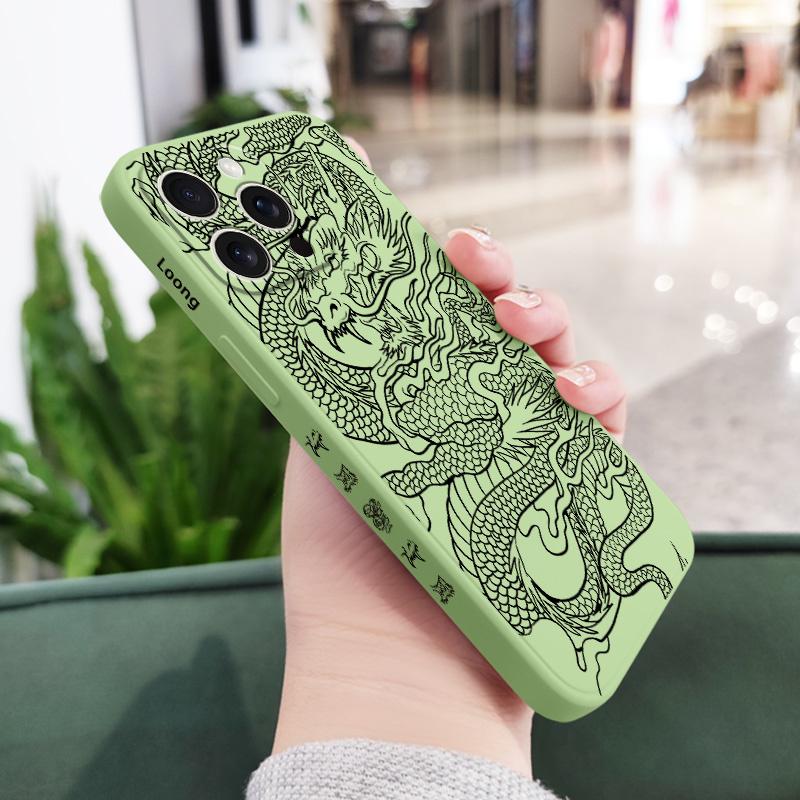 

Shadow Dragon Phone Case For iPhone 17 16 16e 15 14 13 Plus Pro Max Mini Silicone Cover iPhone 13 mini світло-зелений колір