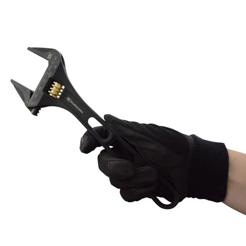 Fujiya Light Monkey, Non-serrated, Black and Gold, Total Length 252mm, Maximum Opening 43mm, FTA-43-BG