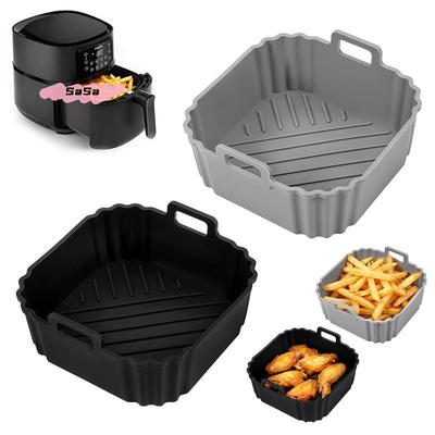 Reusable Silicone Air Fryer Liners Square Non-stick Airfryer Basket Plate Cooking Gadgets Pizza Pan Oven Kitchen Accessories