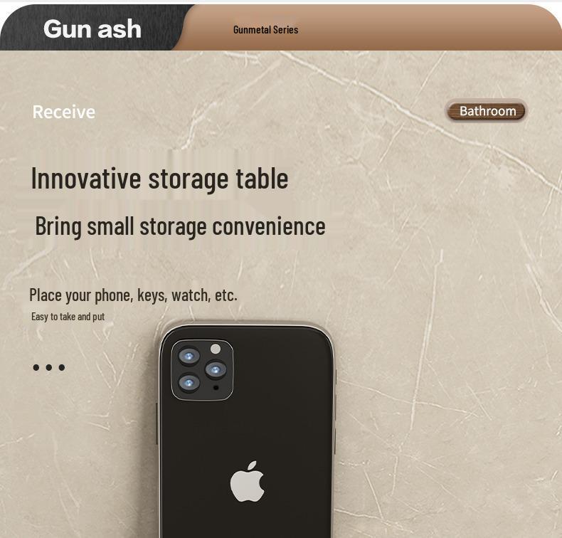 Gun Gray Toilet Tissue Holder & Mobile Phone Shelf | Punch-Free Wall-Mounted Bathroom Organizer