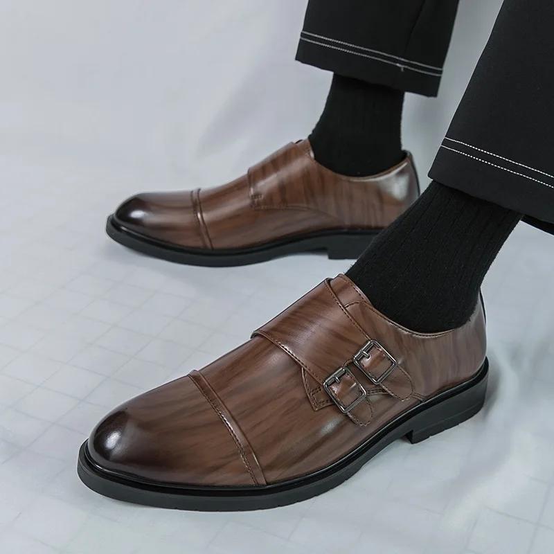 Men Leather Shoes Luxury Business Formal Shoes Fashion Pointe Patent Leather Shoe Wedding Party Shoe Casual Dress Shoes for Men