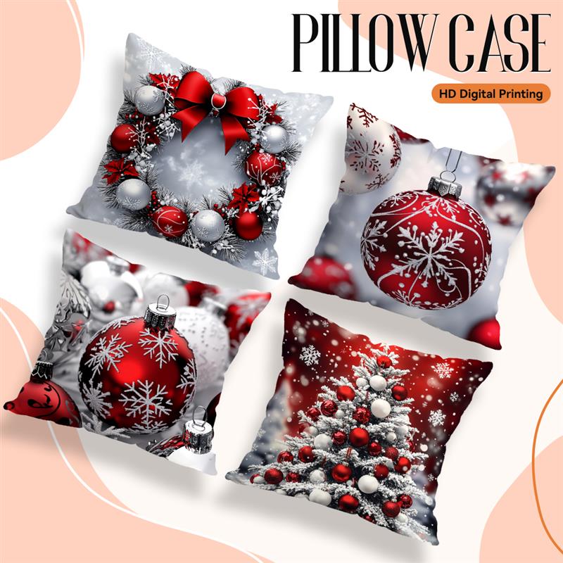 Christmas Cushion Pillowcase Printed 100% Polyester 45X45Cm Throw Pillowcover Decorative Sofa Cushion Pillowslip Home Decor