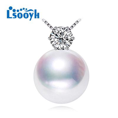 LSOOYH Mode Natürliche Süßwasser Perle Anhänger Halskette Für Frauen Perle Schmuck Zirkonia CZ Halskette