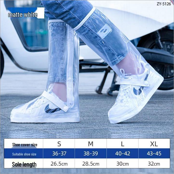 Waterproof Wear-Resistant High-Top Cycling Rain Boot Covers, Sandproof PVC, Unisex Disposable Protection for Students