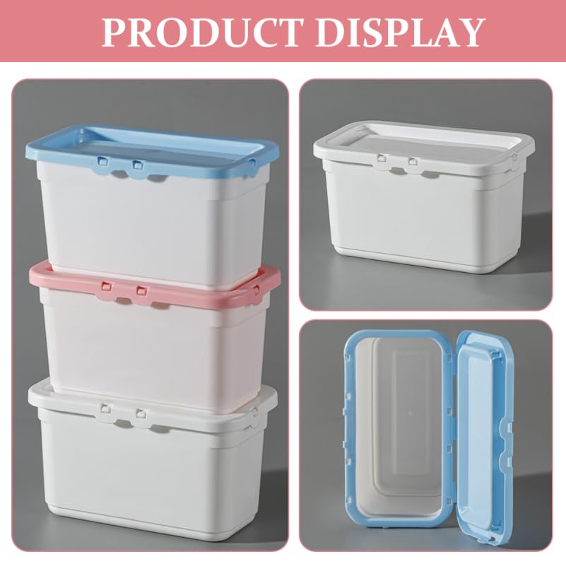 DOITOOL 3-Piece Large Capacity Plastic Laundry Bead Storage Box with Lid, 7.2" x 4.1" x 3.9" for Laundry Powder Storage and Detergent Storage