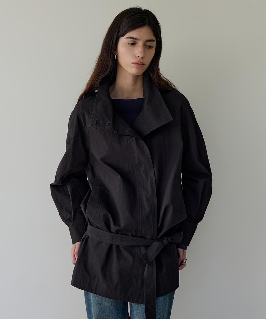 ARTID Belted Trench Half Coat_Charcoal