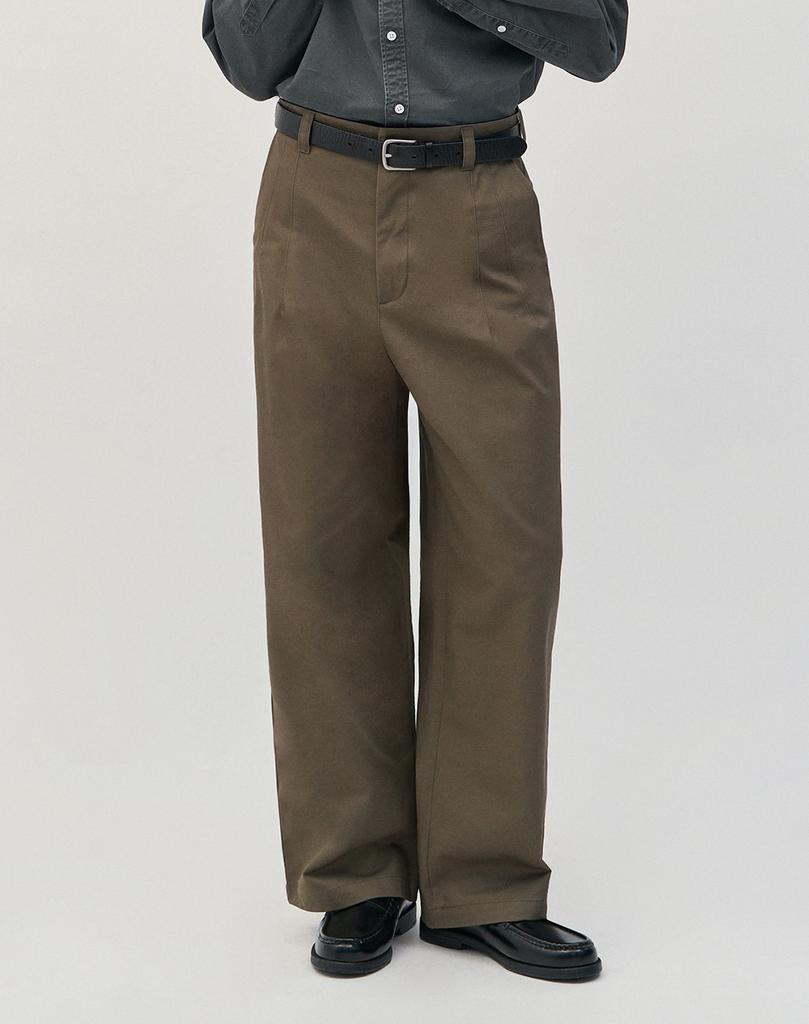 WORK ON BODY OFF Cle Wide Cotton Chino Pants [Olive]