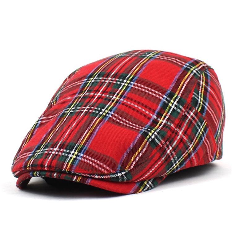 

Women s British Style Color-Block Plaid Painter Hat - Versatile Cotton Cap for Spring & Autumn Adult (58g)