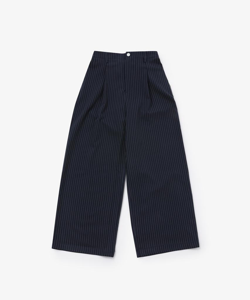 Solteuaenchokollis Wide Elastic Waist Slacks Striped Navy 4W241V001
