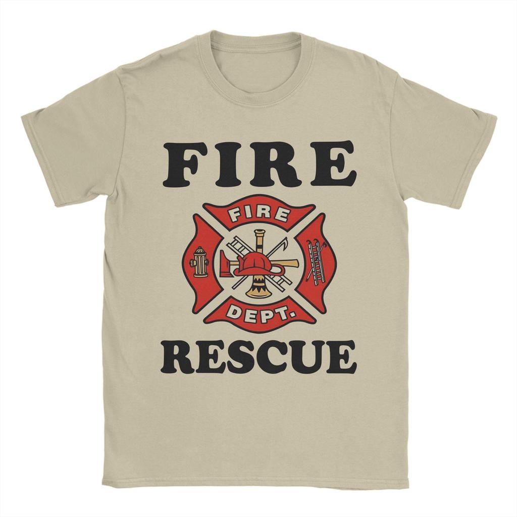 Red Fire DepartUnisext Badge Cotton T Shirt For Couple Summer Firefighter Vintage T Shirts Fashion Tee Shirt Oversize Pattern Tops
