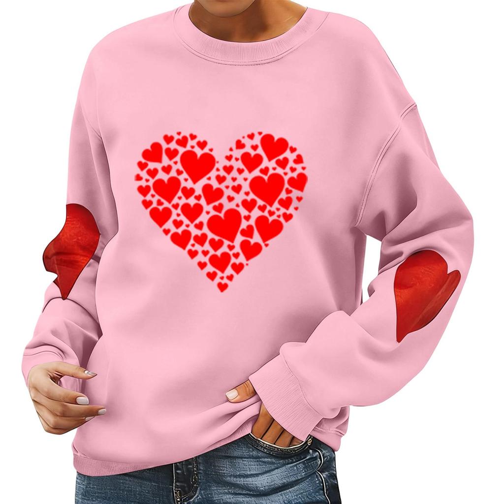 Ladies' Valentine's Day Printed Casual Long Sleeved Sports Hoodie Top