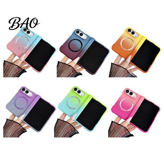 Scratch Resistant Lens Guard Case Magnetic for iPhone, Gradient Skin-like Protective Cover with Built-in Ring Phone Foldable Phones And Hinge