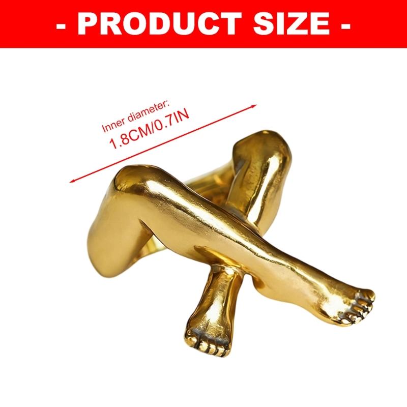 Practical Leg Shape Geometric Finger Rings Adjustable Opening Rings Alloy Texture Suitable for Artistic Expression