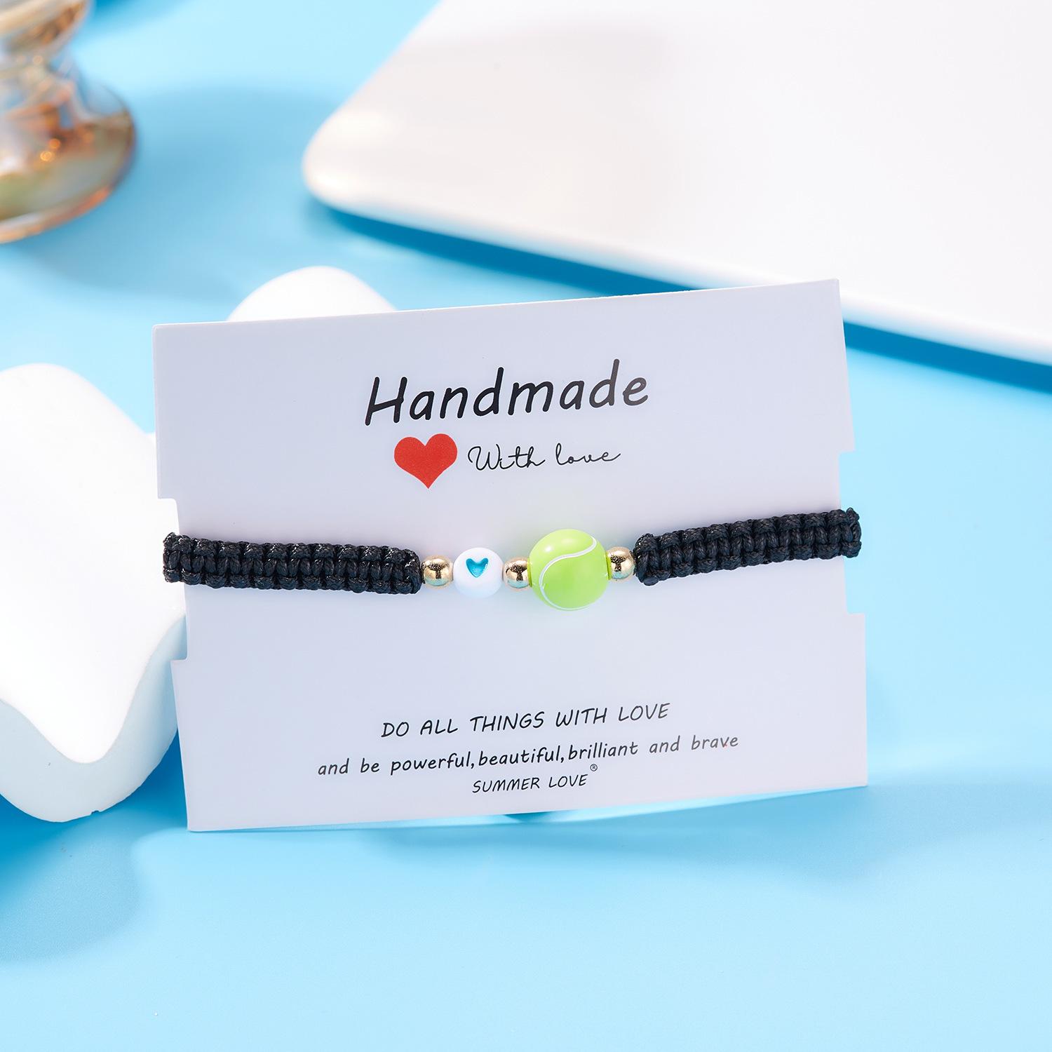 New Basketball Baseball Bracelet Wax Line Woven Tennis Rugby Bracelet Boys Girls Sports Jewelry