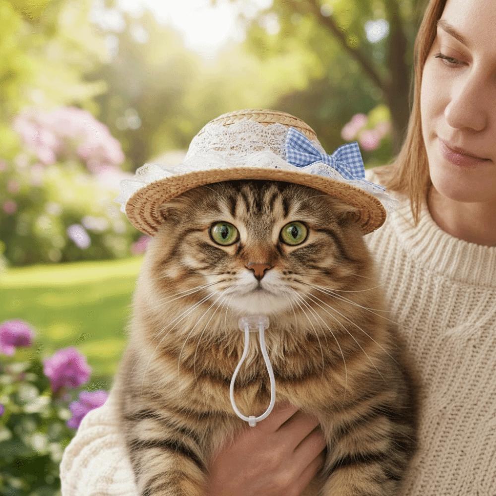 Sun Protection Pet Straw Hat Adjustable Dog Fisherman Hat Fashion Pet Sunshade Hat Summer Season