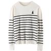 Herbst und Winter Neuer Pullover Damen Rundhals Gestreifter Strickpullover Basisschicht