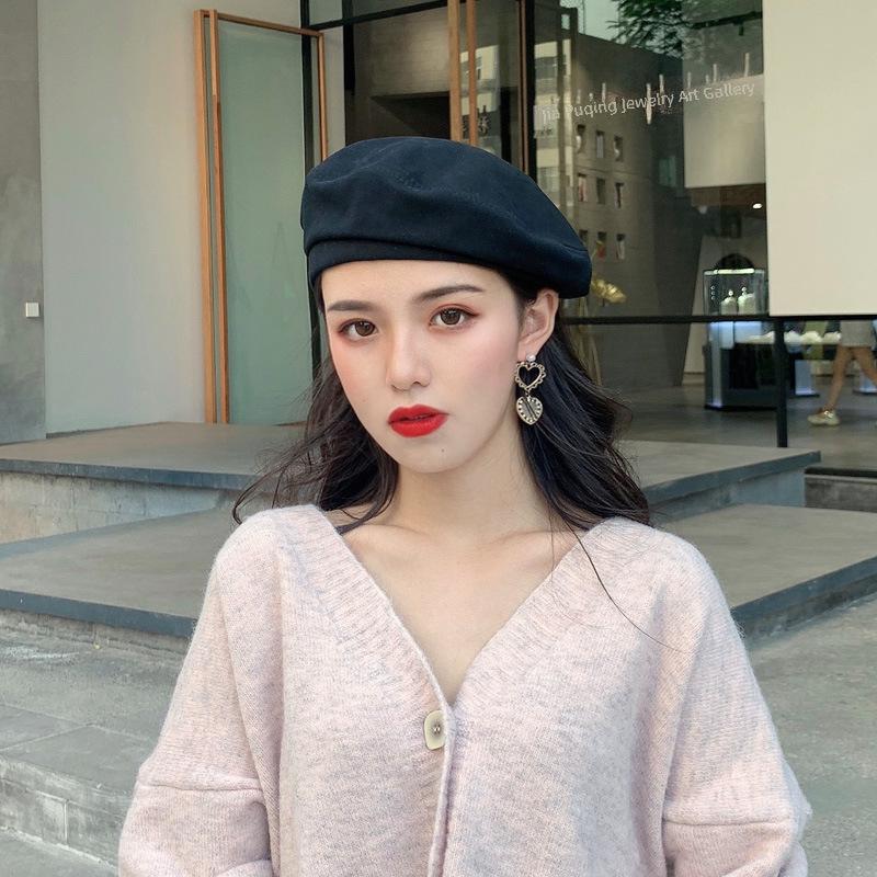 Black Retro Elegant Beret For Women Versatile Seasonal 2021 Wear