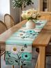 Summer Daisy Flower Butterfly Wood Grain Linen Table Runner Party Decor Reusable Kitchen Dining Table Runner Wedding Decorations