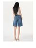 Retro Spicy Girl Elastic Waist Five-Point Denim Shorts – Women's Summer Mid-Length Wide-Leg Pants