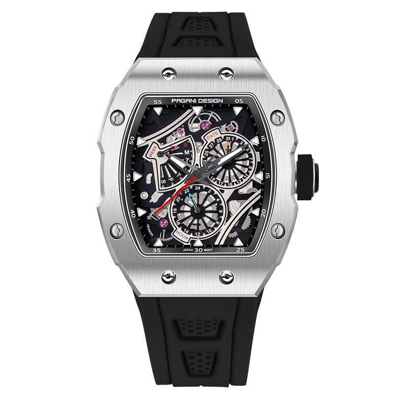 

PAGANI DESIGN Чоловічий багатофункціональний кварцовий годинник з нержавіючої сталі, водонепроникний світиться