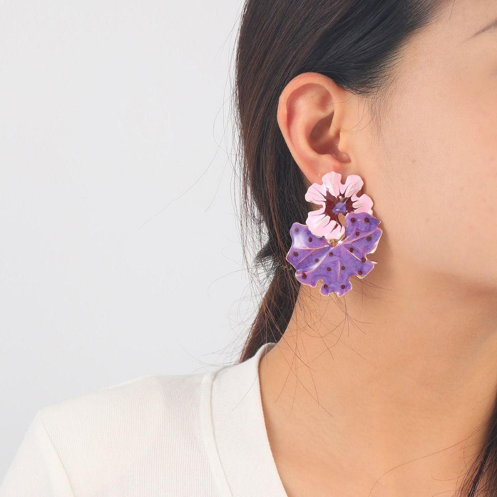 Exaggerated Stud Earrings Bohemia Women Earrings Wave Dot Leaf Flower Earrings  Daily Wear