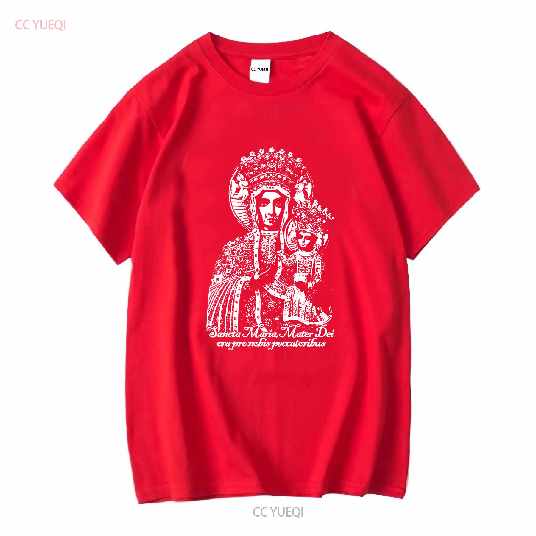 Our Lady of Czestochowa V2 DTG PRINT Men T Shirt S M L XL 2XL 3XL 4XL 5XL long or short sleeves vintage Washed streetwear Soft S