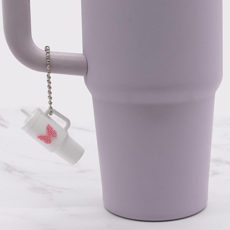 Popular Soft Rubber Stanley Cup Pendant Keychain - Creative Milk Tea Cup Keyring Available