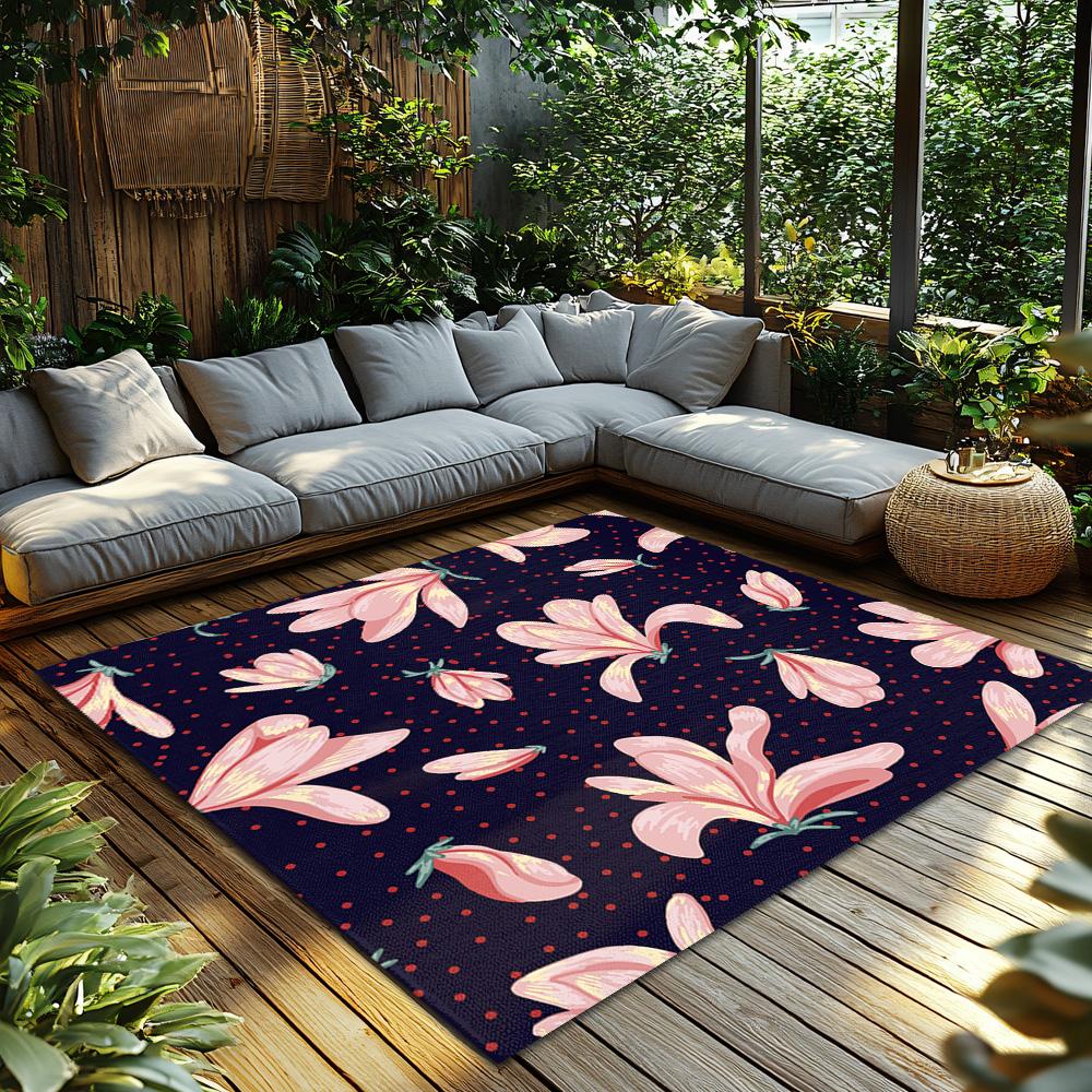 Floral Doormat Pink Flower Pattern Rug Washable Floor Mat Home Decor Entrance Mats Indoor Outdoor Welcome Mat Stylish Home Accen