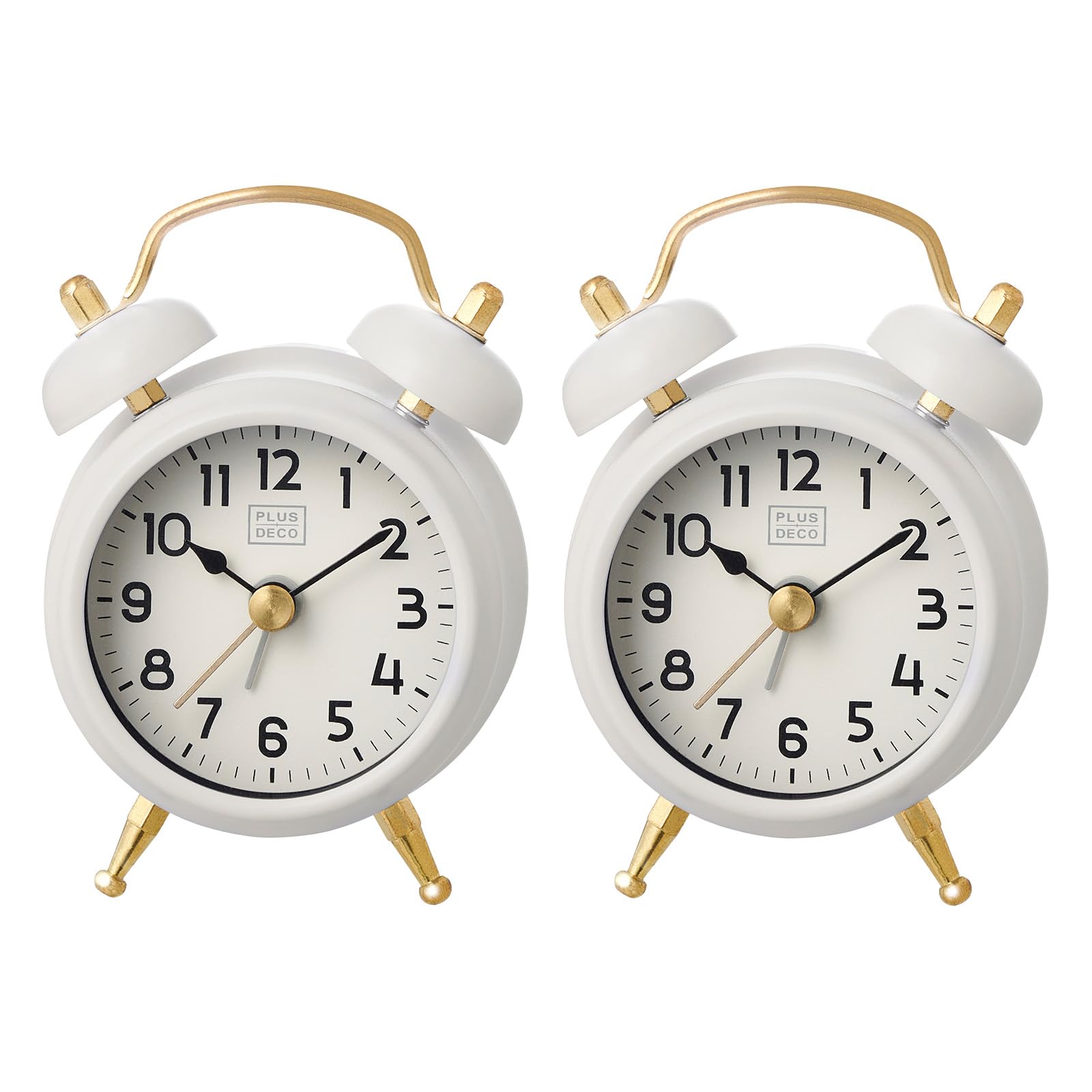 

CREPHA Mini Twin Bell Clocks of with Electronic Antique Classic (Set 2) - Analog, Small, 5.5cm Diameter, Alarm. Cute, Style, Design. Ivory. слонова кістка
