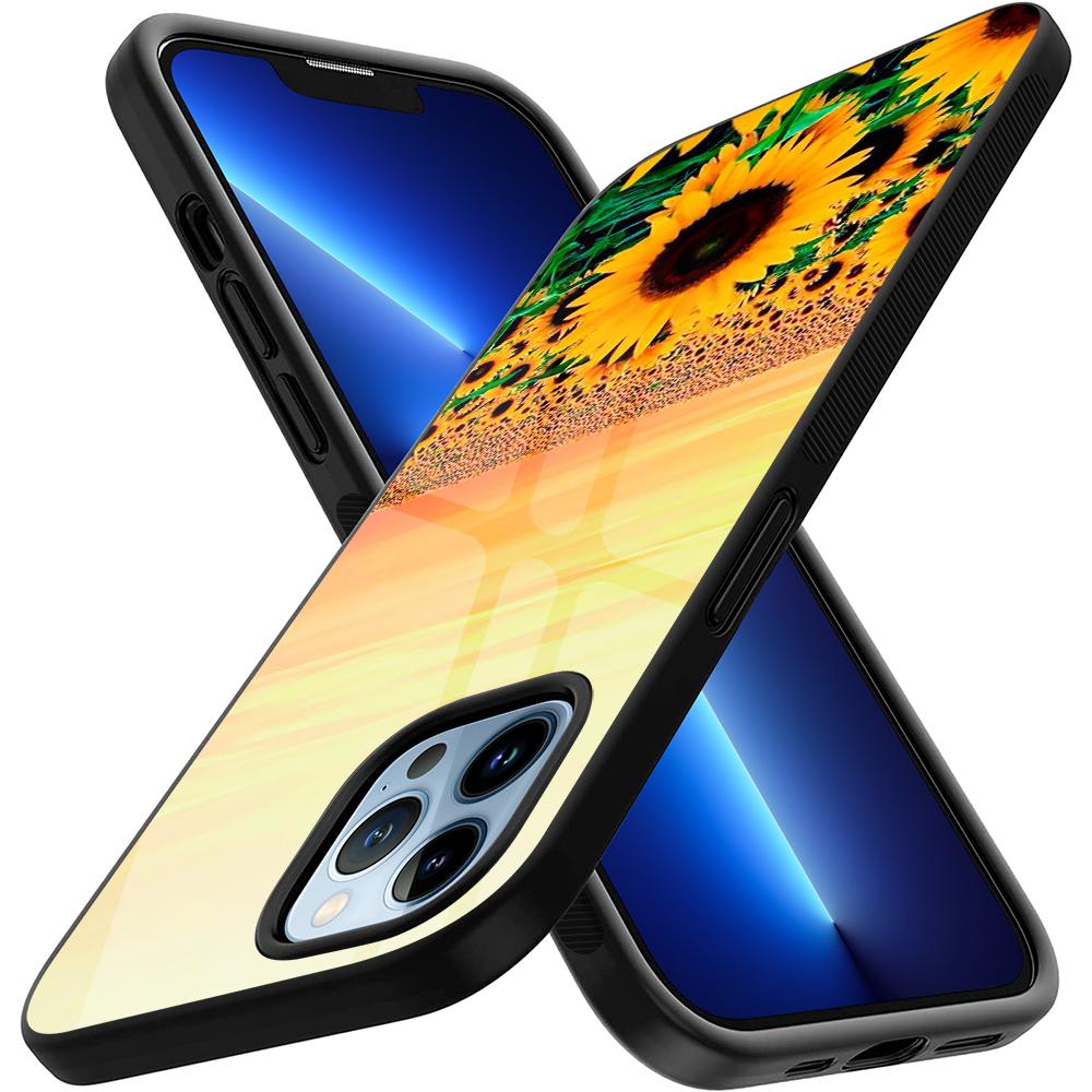 Husa de telefon cu flori de floarea soarelui, cu flori, pentru Iphone 14 13 11 12 Pro Max Mini Xs Xr X 7 8 6s Plus Se 2022 Husa din sticla securizata Coque