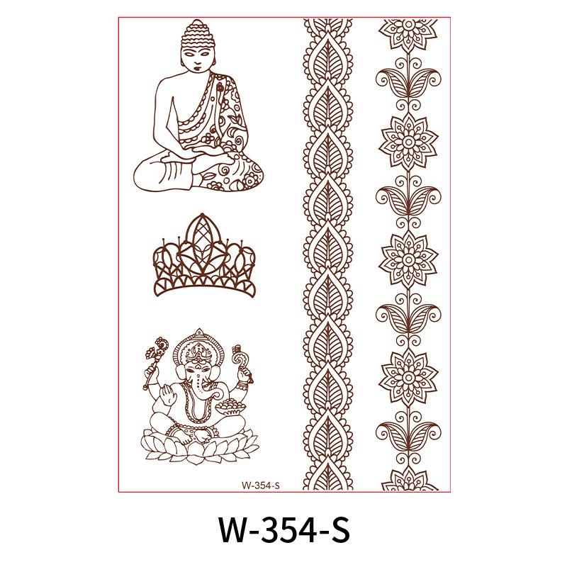 Indian Lace Tattoo Sticker Reddish-Brown Waterproof Tattoo Sticker