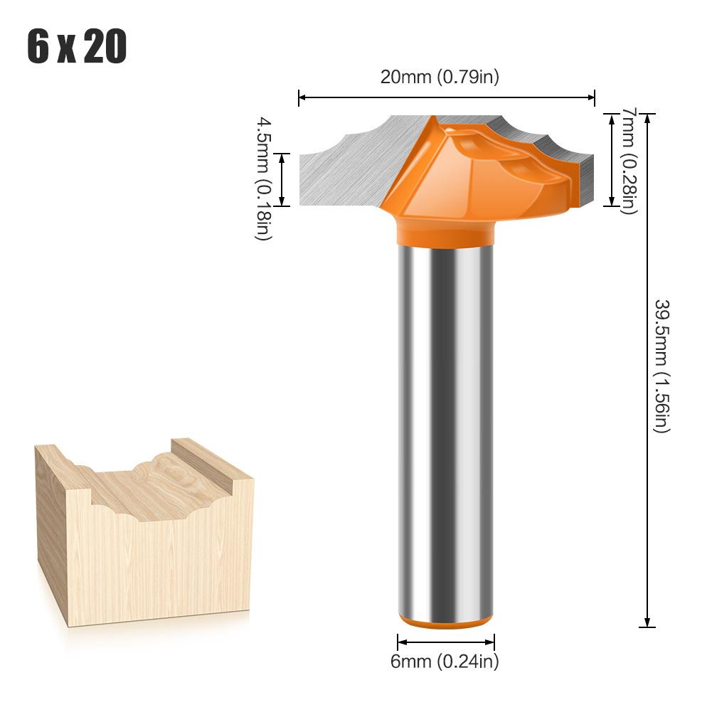 6 Handle 1/4 Handle Double R Flower Thread Knife Thin Door Panel Knife Cabinet Door Panel Knife Trimming Machine Milling Cutter Cabinet Door Cutter