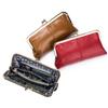 New Leather European and American Retro Clip Bag, Long Clutch Bag, Wallet, Simple Mouth Gold Storage Bag, Large Capacity
