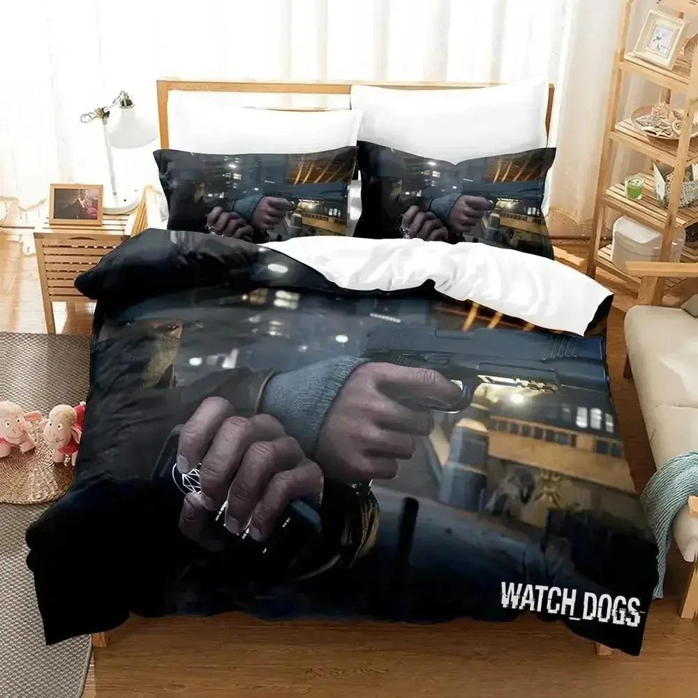New  Watch Dogs Bedding Set Cartoon Anime three-piece set Adult Kid Bedroom Duvet cover Sets 3D Game Watch Dogs home textile